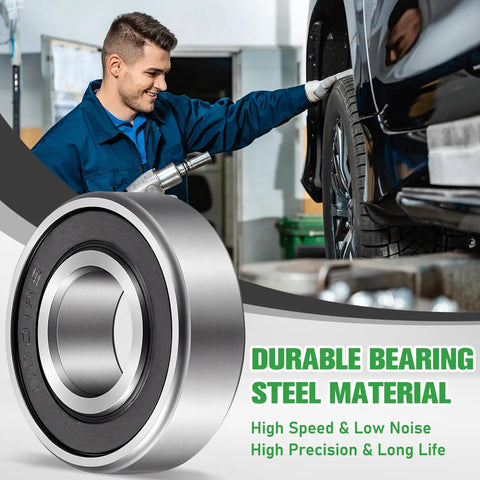 8 Pack Heavy Duty 1/2 Inch Id By 1 1/8 Inch Od Carbon Steel Ball Bearings shown with technician during vehicle maintenance.