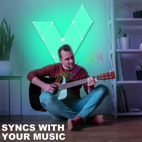 Nine Pack RGB Triangle Wall Light Panels With App Control Tuya Smart Smart Life Alexa Google Home Compatibility Rhythm Edition