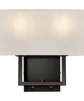 2 Light Wall Sconce With Switch, Modern Transitional Double Wall Mount Lamp With Square White Fabric Shade, front view