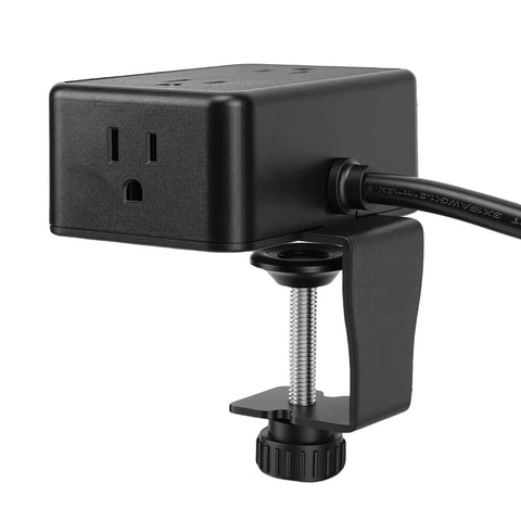Desk Clamp Power Strip Eight In One Charging Station With Four Ac Outlets And Four Usb Ports Including Two Usb C Fast Charge clamped to desk edge