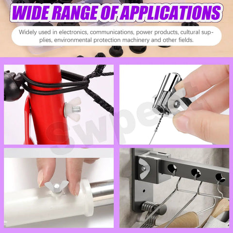 White Nylon Wing Nuts Assortment Kit With 110 Pieces And Seven Metric Sizes M3 M4 M5 M6 M8 M10 M12 used in various applications.