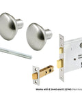 Vintage Brass Door Knob Spindle Set With Satin Nickel Finish, Adjustable Square Drive, Classic Interior Door Hardware
