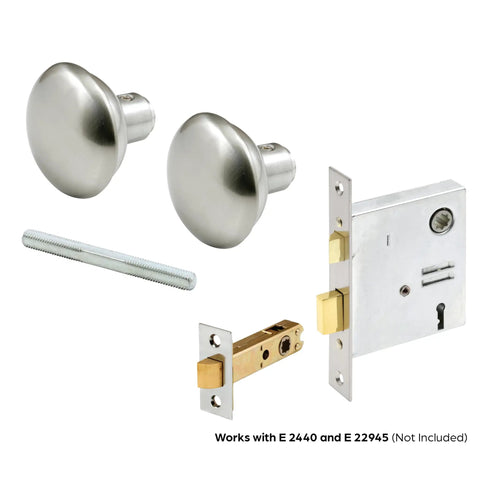 Vintage Brass Door Knob Spindle Set With Satin Nickel Finish, Adjustable Square Drive, Classic Interior Door Hardware