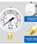 Glycerin Liquid Filled Air Pressure Gauge 2.5 Inch Dial Stainless Steel Case IP67 Waterproof Vacuum And Water Pressure Gauge