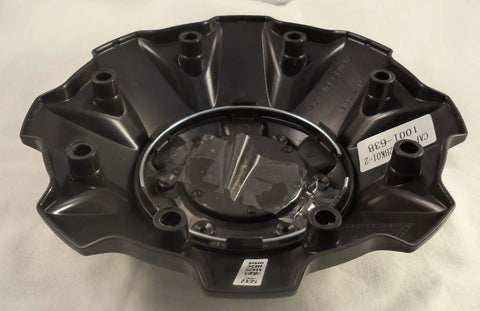 Rear view of Matte Black Center Cap for 5 to 6 Lug Wheels, Flat Black Finish With Chrome Rivets, 7.875 Inch Diameter And 1.875 Inch Height
