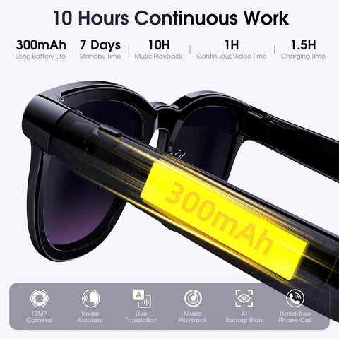 4K Video Glasses With 8MP Camera For Vlog Travel And Work On The Go Open Ear Audio Real Time Translation And Voice Assistant