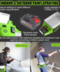 Cordless Airless Paint Sprayer With Roomy 1.7 Liter Tank Wireless Spray Gun For No Fuss Home Interior Exterior Fence Furniture And Ceiling Weekend Refreshers used for indoor and outdoor painting, featuring a 1700ml hopper.