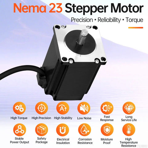 Nema 23 stepper motors, 3-pack, black housing with silver faceplate and 1m cable