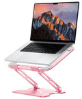 Adjustable Laptop Stand For Desk With Metal Foldable Riser Portable Ventilated Cooling Mount For 10 To 16 Inch Laptops Pink Ergonomic Holder