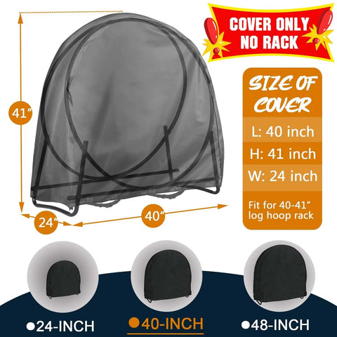 40 Inch Firewood Log Hoop Cover Built Tough As Nails Heavy Duty 600D Waterproof Round Log Rack Weather Resistant