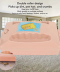 Dual Roller Carpet Sofa Sweeper With Double Action Floor Dust Collector Snagging Pet Hair Crumbs Debris Compact Desktop Brush on carpet.
