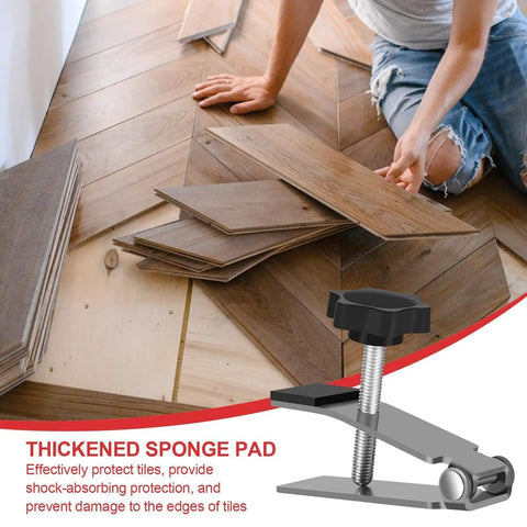 Pro Workhorse Tile Lifter Tool With Thick Shock Absorbing Pad Multi Function Height Adjustment For Hassle Free Heavy Duty Ceramic Slate And Stone Moving on wooden floor.