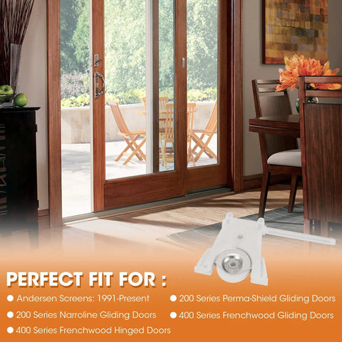 Built Tough Sliding Screen Door Lower Roller Assembly Compatible With Andersen Part Number 1997310 in a stylish home setting.
