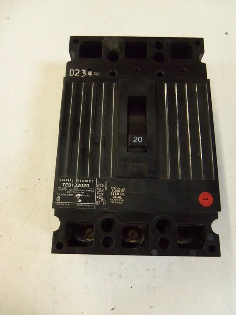 Pro Shop Grade Three Pole Circuit Breaker With Thermal Magnetic Switching Rated For 20 Amps And 240 Vac Panel Boxes top view showing switch.