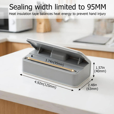 Mini Bag Sealer With Six Speed Settings And LED Display Portable Sealer With Cutter And Magnet No Preheating Needed 95mm