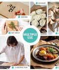 Collage of uses for Brown Kraft Paper Roll 36 Inch Wide By 200 Feet Long 70Gsm 50Lb Unwaxed Uncoated Kraft Sheet, including writing and wrapping