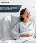 ResOne oxygen tubing with nasal cannula on patient in hospital bed, clear tubing