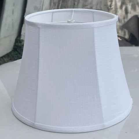 Large Drum Lampshade Set Of 2 White Linen DIY Fabric Spider Fitter Lampshades, 10x14x10 Inches, Handcrafted For Floor And Table Lamps