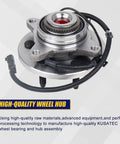Front Wheel Bearing And Hub Assembly For Ford Expedition F-150 Lincoln Navigator 2011 2012 2013 2014 4WD AWD 6 Lug With ABS OEM Grade Direct Fit Premium Quality Reliable Replacement Part, showing a close-up view of the wheel hub with visible ABS sensor cable and 6-lug configuration.