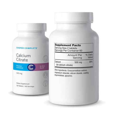 Calcium Citrate Supplement 500 Mg 120 Tablets for Strong Bones and Muscle Health, no fuss digestion, gentle on the stomach.