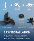 3-Blade Trolling Motor Propeller Replacement For MGA089B kit with propeller, wrench, and hardware for easy installation.