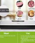 Compact Vacuum Sealer Machine With Five Modes Bang For Your Buck Fast Vacuum Sealing Low Noise Kitchen Gadget showing beef and bread uses