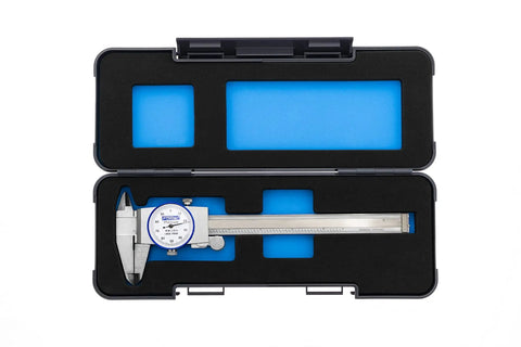 Premium Dial Caliper 0 To 6 Inches With Precise 0.001 Inch Precision in case, ideal for machining and DIY measurements.
