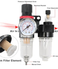 Diagram of Pro Grade Pneumatic 1/4 Inch NPT Air Filter Regulator Kit With Brass Fittings And Gauge, AFC2000 Style, parts labeled