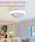 15 Inch Enclosed Bladeless Ceiling Fan with RGB Dimmable LED Light, 6 Speed Reversible Quiet Fan for summer and winter use.