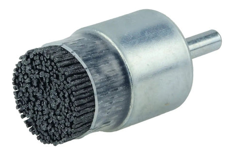 1 Inch Burr-RX Coated Cup End Brush For Valve Guides And Heavy Grime Cleanup, 0.026 Inch Crimped Fill With 120CG, Made In USA