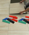 Okllen plastic flat leveling shims for tiles; colorful set in red, blue, green, white, grey, and black