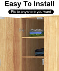 Wooden closet with open doors showing installation of Heavy Duty Magnetic Door Catch Set 24 Pack That Grips Up To 25 Lbs Stainless Steel Cabinet Magnets Latch Hardware For Kitchen Bathroom Cupboard Drawer Wardrobe Closet.