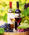 Wine Sealer Caps Set for Bottles PVC Heat Shrink Capsules 200 Pcs Multi Color Black Red Gold Silver, wine and grapes display