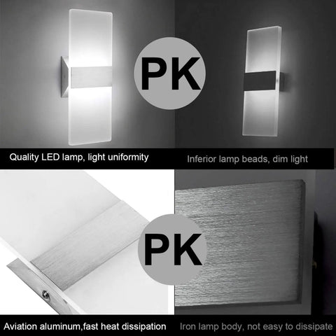 Modern LED Wall Sconce 12W Cool White 6000K Up Down Light comparison with aluminum and inferior materials
