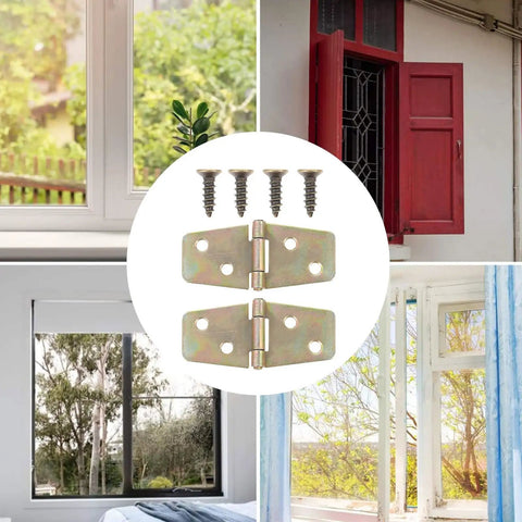 Ten Pack 56x20mm Wood Case Hinges Durable Metal Box Hinges for windows and wooden shutters with screws displayed