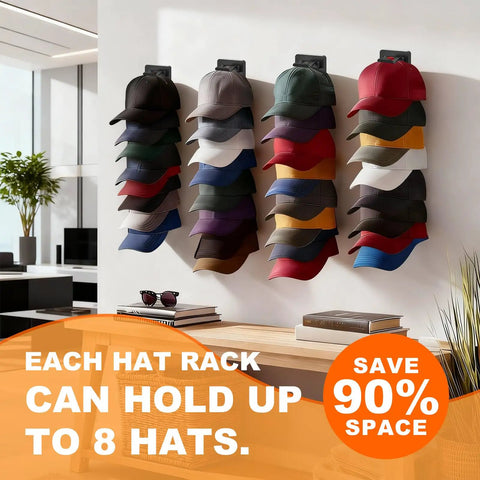Hella Smooth Two Pack Hat Organizer For Baseball Caps, Wall Mount Cap Rack For Closets, Keeps Your Fresh Fits From Getting Smushed And Super Simple To Grab Every Day