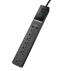 7 Outlet 2 USB Surge Protector Strip 2100 Joules With Surge Protection Multi Outlet Extension Cord For Travel And Home Use Black