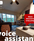 Living room with voice assistant, Long Range LoRa Water Leak Sensor 3 Pack With Flood Detector Alerts Up To A Quarter Mile Open Air Range No WiFi Needed Hub Required Works With Alexa IFTTT And Home Assistant Text Email And Push Alerts in use.