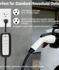Portable Level 1 And Level 2 EV Charger, 16 Amp 110V/240V With NEMA 6-20 Plug, charging electric vehicle at home outlet
