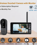 Wireless Video Doorbell With 4.3 Inch Screen And 170 Degree View No Subscription No WiFi No App IPX65 Weatherproof Door Camera