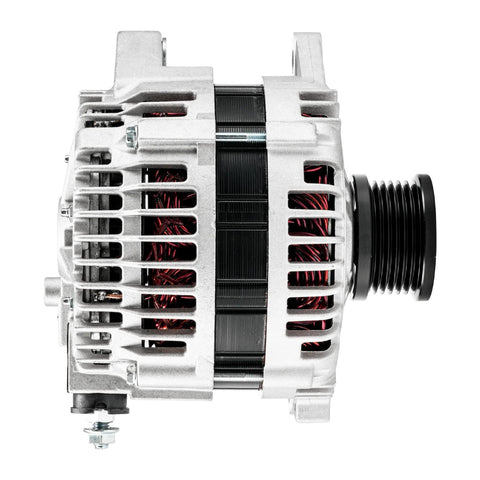 Side view of Rogue 2008 2012 Alternator 110 Amp Hitachi Replacement For Nissan 12V CW Rotation With 6 Groove Pulley 11163N