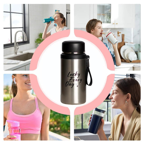 Insulated Water Bottle For On The Go Hydration 800ml Stainless Steel Flask with women using bottles in kitchen and outdoor settings