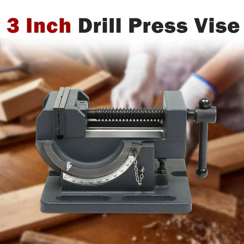 3 Inch Drill Press Vise with 0 to 90 Degree Tilting Angle Iron Cradle Style Clamp for Drilling Machine