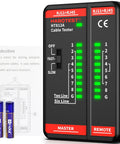 All In One Ethernet Cable Tester For LAN And Telephone Lines RJ45 RJ11 Cables From CAT5 Through CAT7 Quick Continuity Short Open Wire Miswire And Shield Status Detection Great For Home Repair And DIY Tech Pros, black plastic master remote units