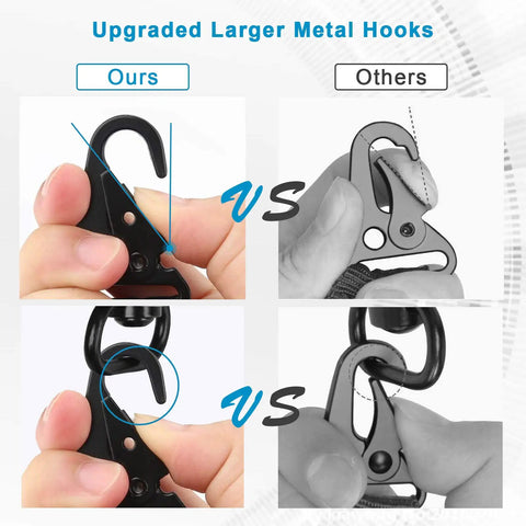 Comparison of upgraded hooks in the 1.25 Inch Sling Mount Attachments Set For Two Point Sling highlighting larger metal hooks.