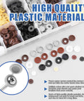 Screw Cap Covers Kit 800 Pcs Two Styles Hinged And Snap Covers 4mm 5mm 6mm 9 Colors, displayed with plastic material