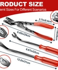 Trim Removal Tool Set With Pick And Clip Remover, red-handled tools showing different sizes for auto panel removal, dimensions visible