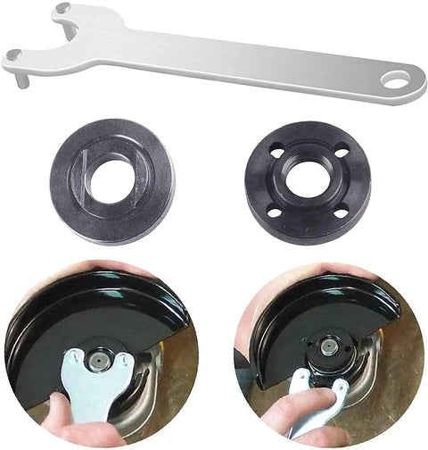 Tough As Nails Angle Grinder Flange Nut Set with inner and outer locknuts and wrench for secure wheel grip in heavy grinding