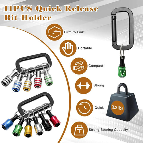 11 quick release bit holder keychains from 18 Piece Drill Bit Holder Kit With 11 Bit Holder Keychains, 3 Impact Socket Adapters