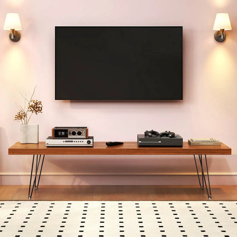 TV console with Hairpin Table Legs 18 Inch Set Of 4 Solid Steel Heavy Duty Black For DIY Coffee Tables Desks Benches And Nightstands